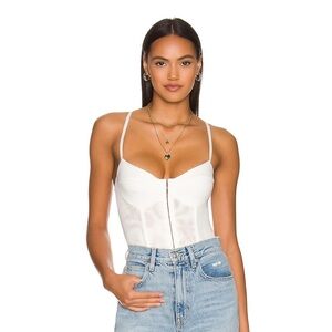NWT FREE PEOPLE Night Rhythm Ivory Corset Thong Bodysuit Extra Large NEW [XL]